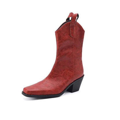 Chunky Heel Mid - Red / 34