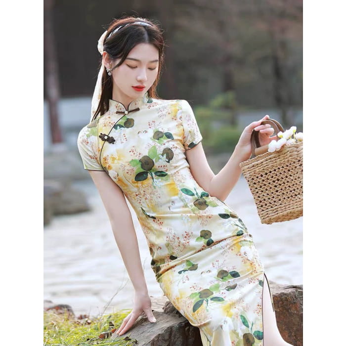 Classic Floral Cheongsam Set - Female Hanfu