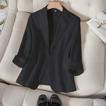 Classic Three-quarter Sleeve Blazer - Black / M