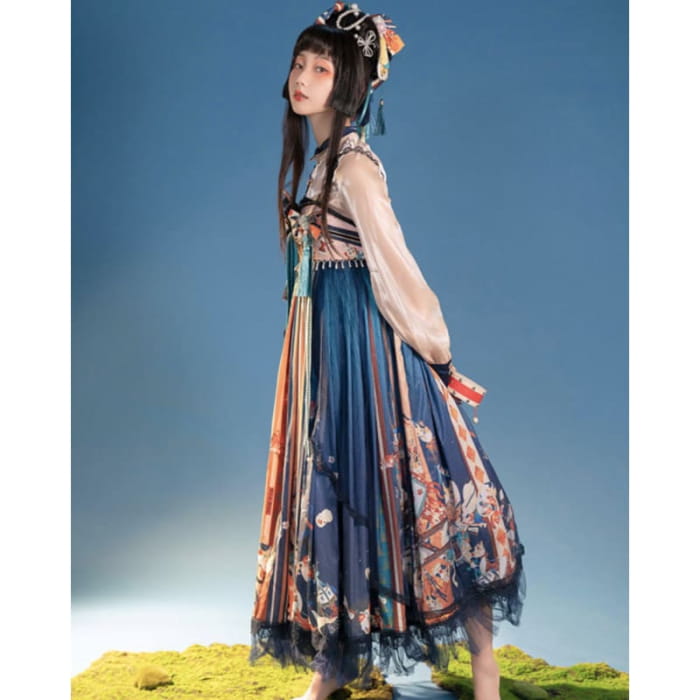 Classical Colorful Paint Hanfu Dress - S - Female Hanfu