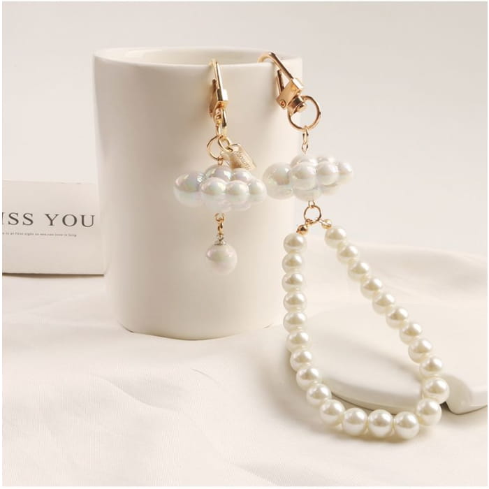 Cloud Faux Pearl Bag Charm Keyring Phone (Various Designs)