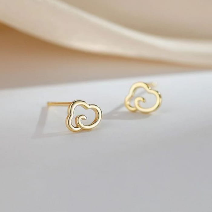 Cloud Stud Earring - 1 Pair - Gold / One Size