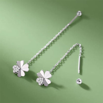 Clover Rhinestone Alloy Dangle Earring