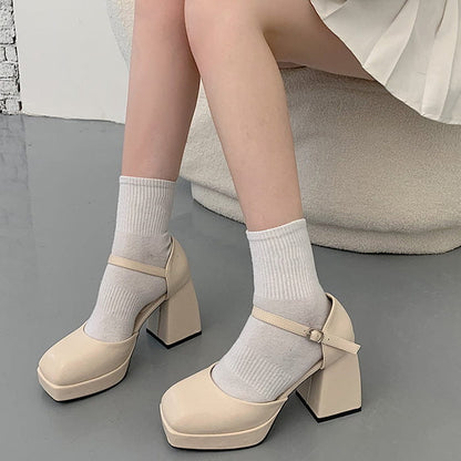 Coffee Cream Platform Heels - Shoes