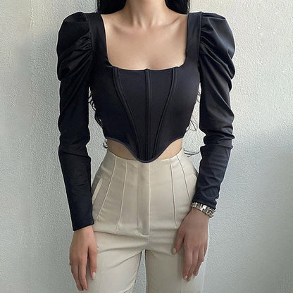 Coffee Elegant Corset Top - Tops