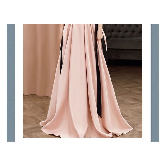 Cold-Shoulder Plain Bow A-Line Evening Gown - Dress