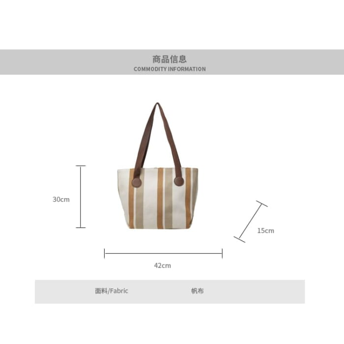 Color Block Canvas Tote Bag