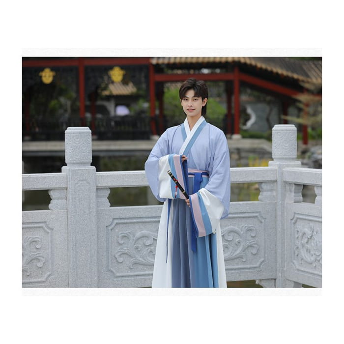 Color Block Hanfu Blouse / Dotted / High Waist Maxi