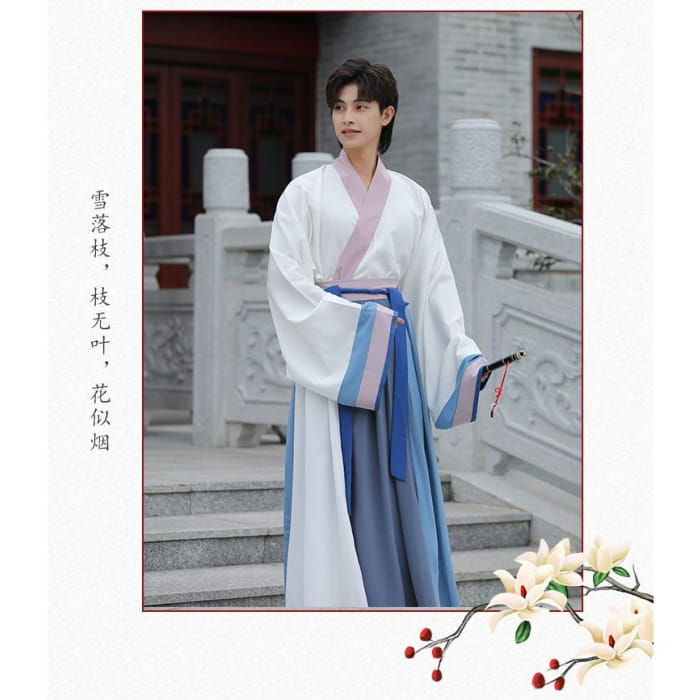 Color Block Hanfu Blouse / Dotted / High Waist Maxi