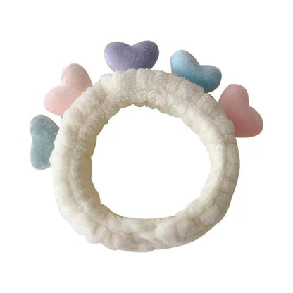 Color Block Heart Fluffy Face Wash Headband