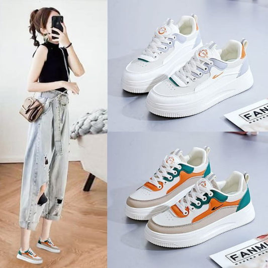 Color Block Lace-Up Platform Sneakers