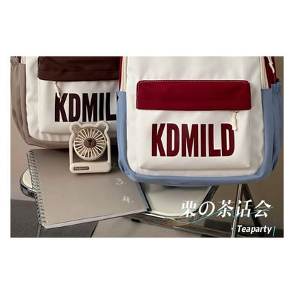 Color Block Lettering Backpack - Backpacks