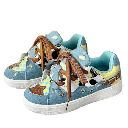 Color Craft Denim Star Sneakers - EU36 (US6.0) / Blue