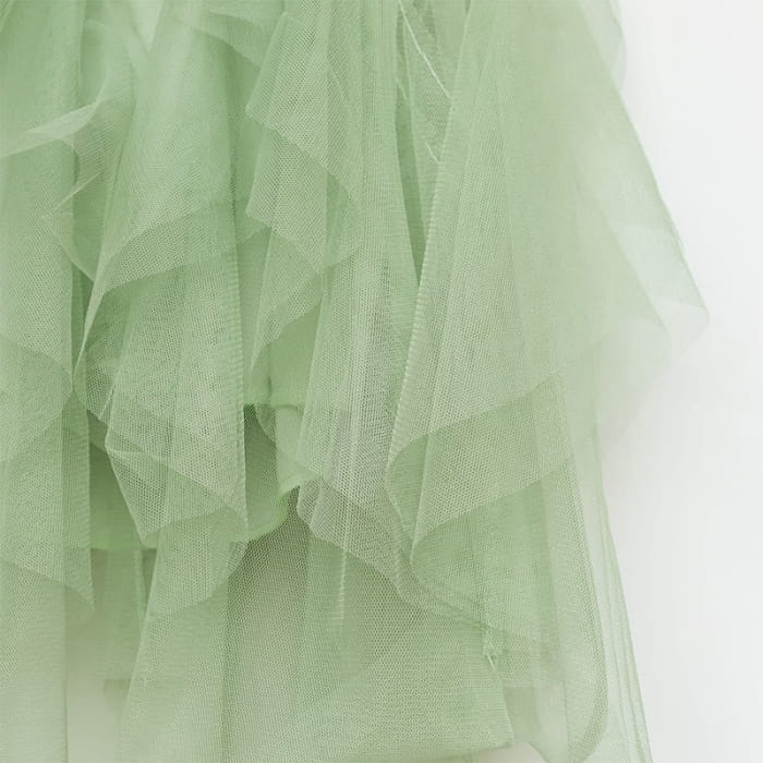Colorblock Fake Shirt Tulle Tiered Skirt Set