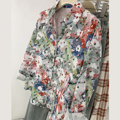 Colorful Floral Print Long Sleeve Shirt