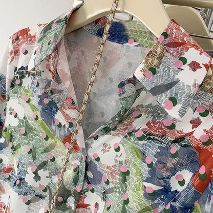 Colorful Floral Print Long Sleeve Shirt