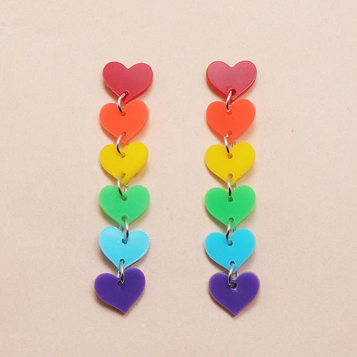 Colorful Heart Earrings - Standart / Rainbow - earrings