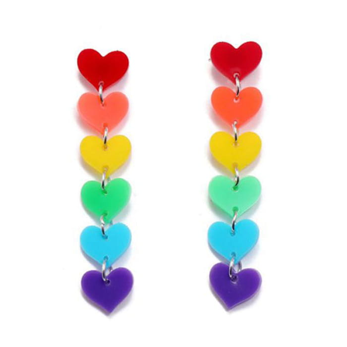 Colorful Heart Earrings - Standart / Rainbow - earrings