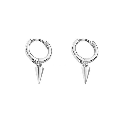 Cone Sterling Silver Drop Hoop Earring - 1 Pair - One Size