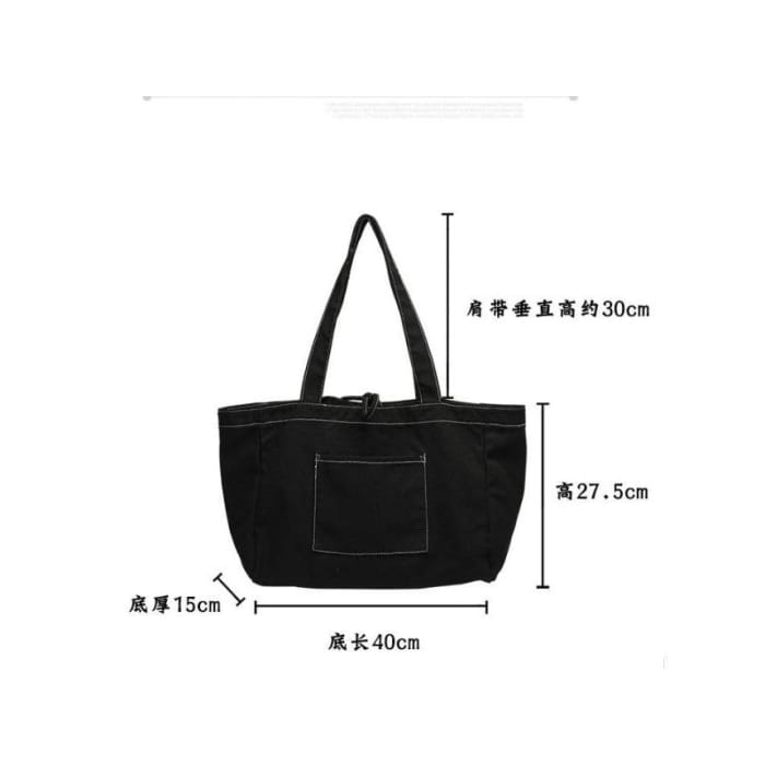 Contrast Stitch Canvas Tote Bag