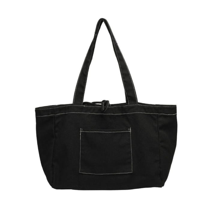 Contrast Stitch Canvas Tote Bag