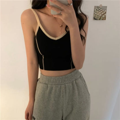 Contrast Trim Cropped Camisole Top