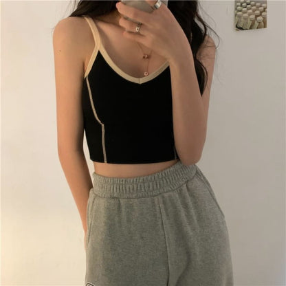 Contrast Trim Cropped Camisole Top