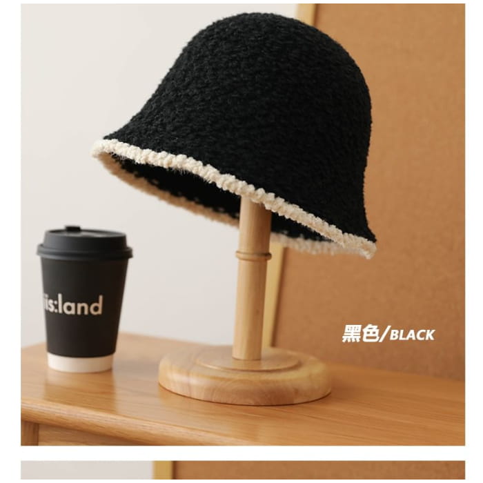 Contrast Trim Fleece Bucket Hat - Accessories