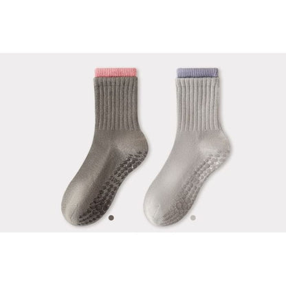 Contrast Trim Ribbed Yoga Short Socks / Set - of 2 Pairs