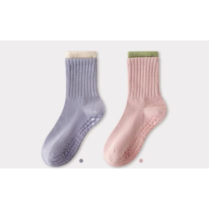 Contrast Trim Ribbed Yoga Short Socks / Set - of 2 Pairs