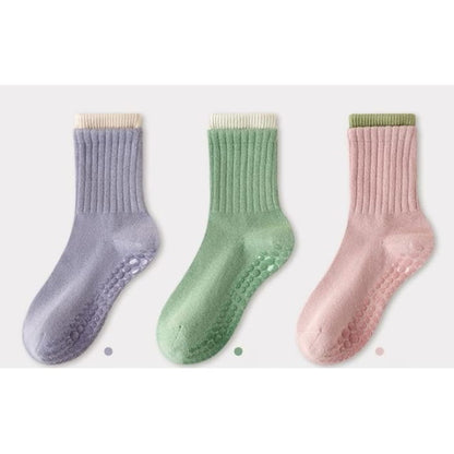 Contrast Trim Ribbed Yoga Short Socks / Set - of 3 Pairs