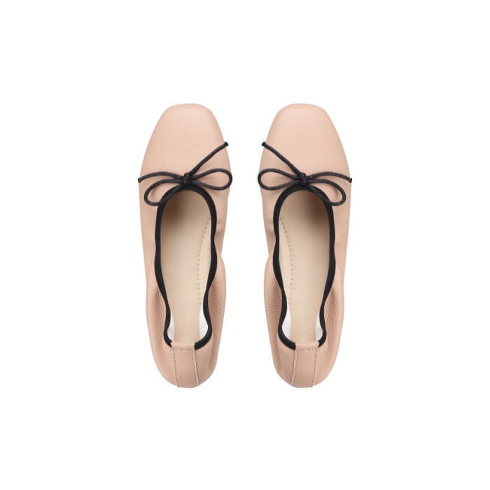 Contrast Trim Ribbon Ballet Flats