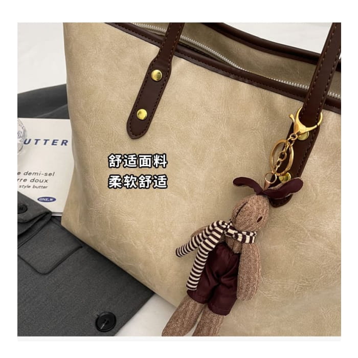 Contrast Trim Tote Bag / Charm / Set