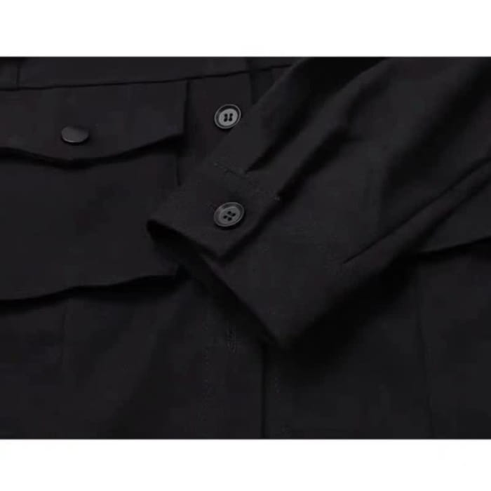 Cool Black Pocket Shirt Pleated Skirt Tie Set
