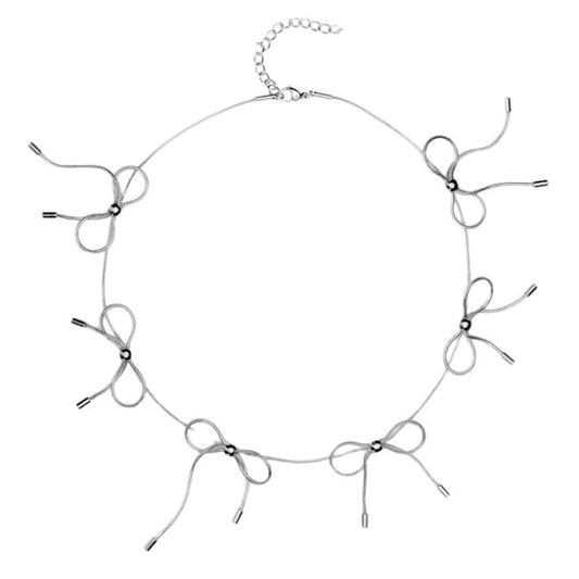 Coquette Silver Bows Choker - Standart / Necklace