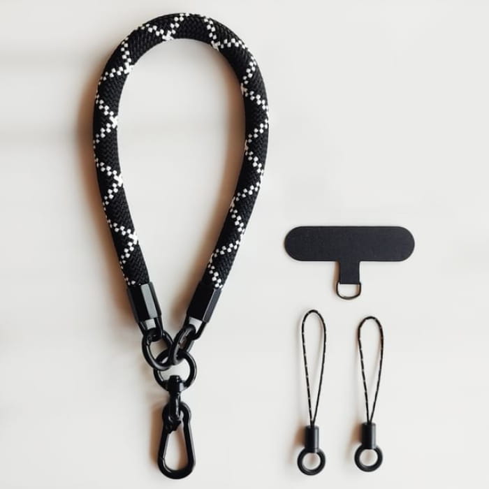 Cord Phone Strap with Lanyard Pad - 06-240406 - Black