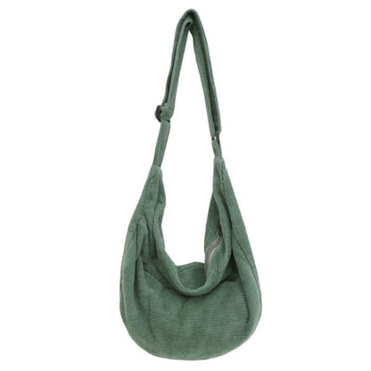 Corduroy Zip Crossbody Bag - Green / One Size