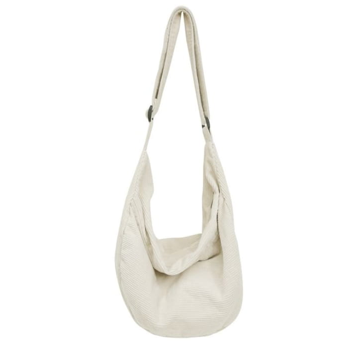 Corduroy Zip Crossbody Bag - White / One Size