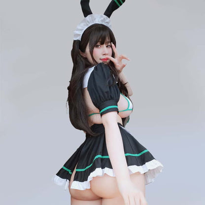 Cosplay Maid Bunny Girl Sexy Lingerie Set - Green / One Size