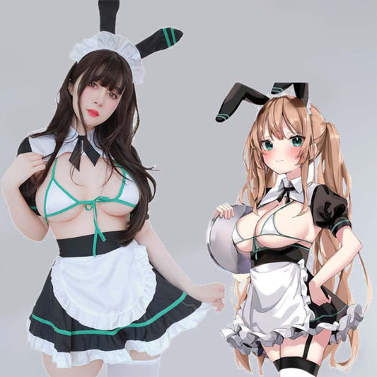 Cosplay Maid Bunny Girl Sexy Lingerie Set - Green / One Size