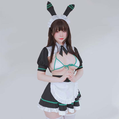 Cosplay Maid Bunny Girl Sexy Lingerie Set - Green / One Size