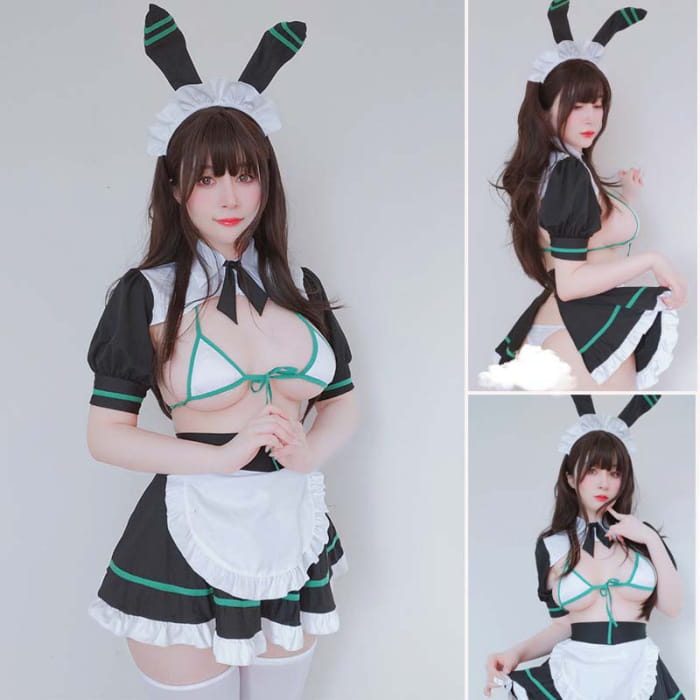 Cosplay Maid Bunny Girl Sexy Lingerie Set - Green / One Size