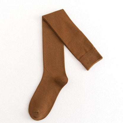 Cotton Stockings Long Over the Knee - Brown / 53cm