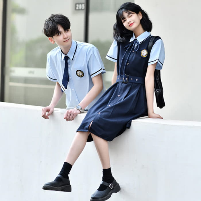 Couple Belted Overall Dress T-Shirt Shorts