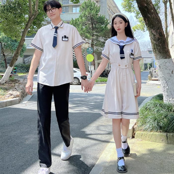 Couple JK Uniform Sailor Collar Dress T-Shirt Pants