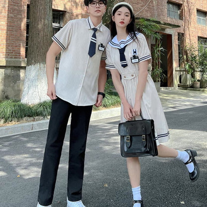 Couple JK Uniform Sailor Collar Dress T-Shirt Pants