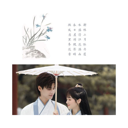 Couple Matching Crane Embroidered Hanfu Costume Set