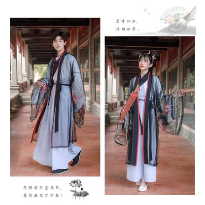 Couple Matching Embroidered Mesh Hanfu Jacket / Top / Long