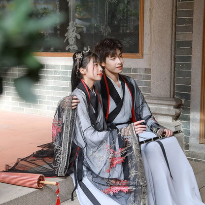 Couple Matching Embroidered Mesh Hanfu Jacket / Top / Long