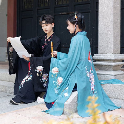 Couple Matching Fox Floral Embroidered Hanfu Jacket / Top